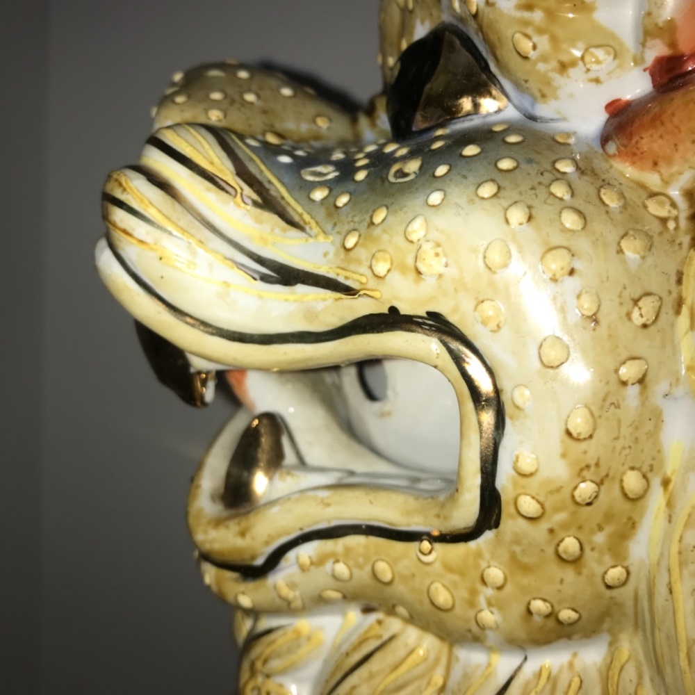 Asian Foo Dog Dragon Ceramic Sculpture - Picture 7 of 7